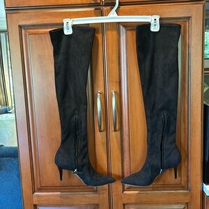 Barney’s New York black suede tall boots